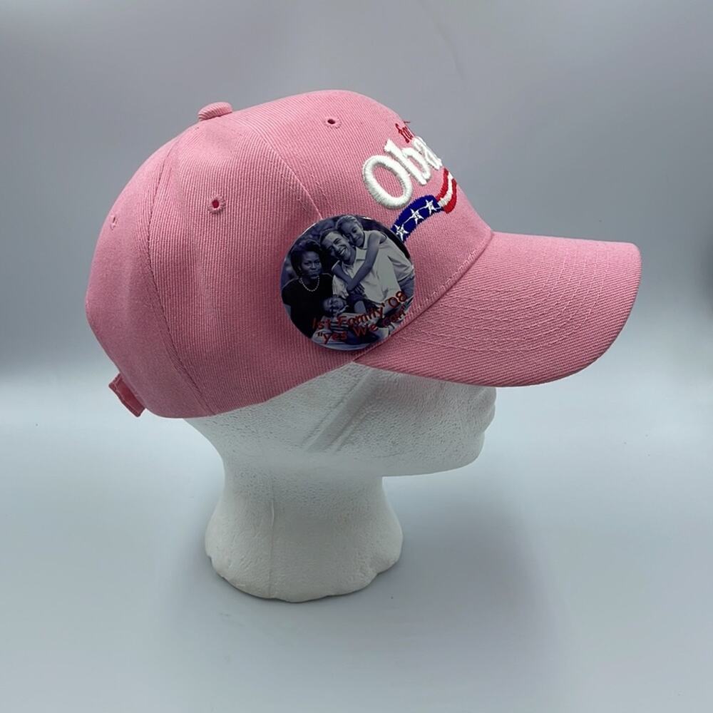 OBAMA for President Adjustable Embroidered Pink Baseball Hat with family button - Picture 2 of 6